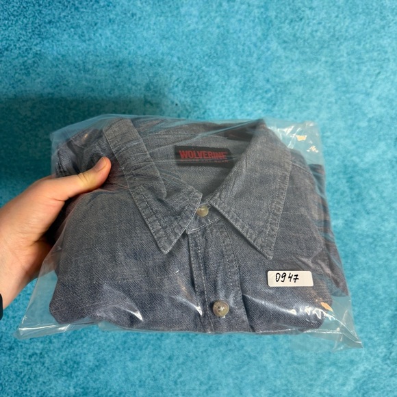 Wolverine Boots and Gear Denim Shirt Men's Size XL Short Sleeve Westernwear - Picture 16 of 16